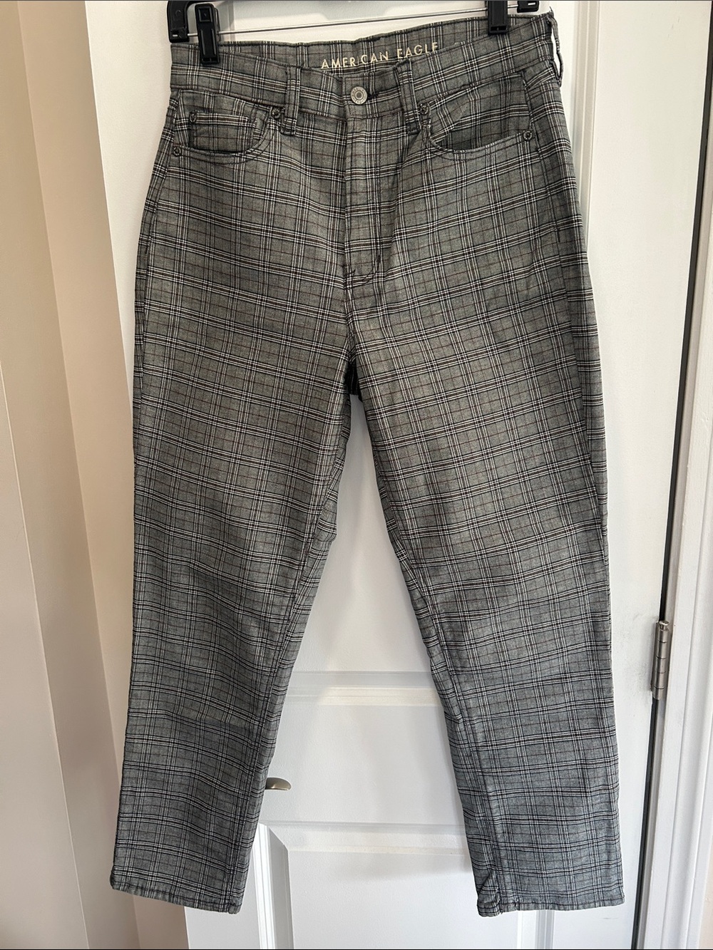 American Eagle Outfitters Gray Plaid Straight Pants